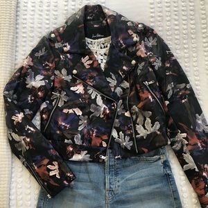 Sam Edelman Floral Faux Leather Moto Jacket